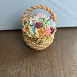 Floral Basket Trinket Box